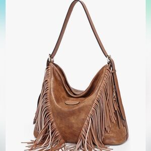 Oukupa Brown Faux Leather Western
Fringe Shoulder Bag